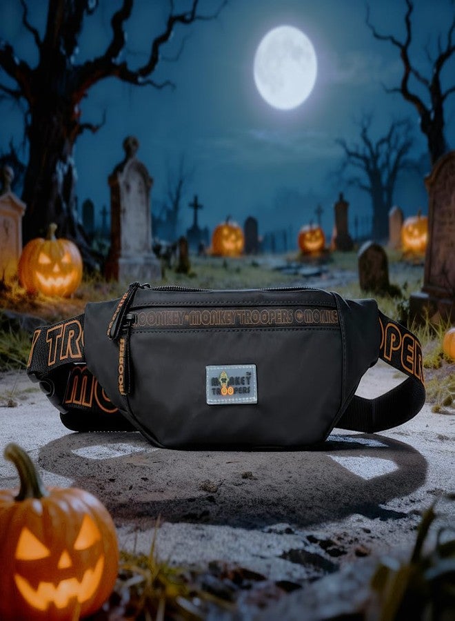 MONKEY TROOPERS Ghost Water-Resistant Fanny Pack | Sleek, Stylish, and Secure Fanny Pack | Chest Bag for Men and Women (Black) - Image 2